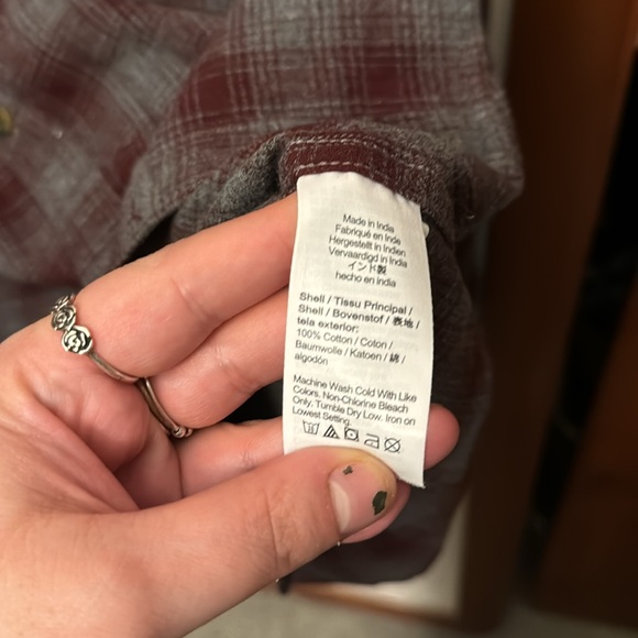 NWT J. Crew grey maroon men’s cotton flannel button down shirt M - Picture 5 of 6